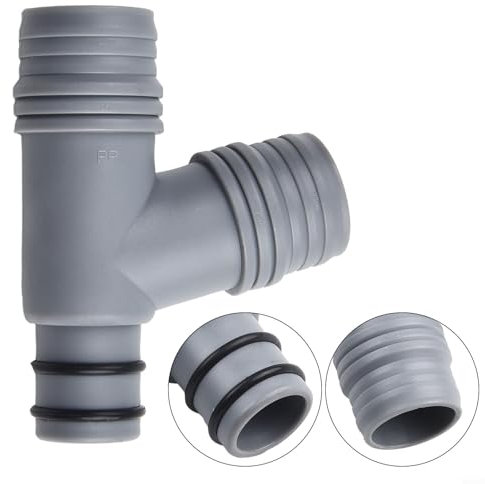 Junta de fregadero de cabeza en T gris, tubo de drenaje de lavabo de cocina, tubo de drenaje de junta de conversión, material de polipropileno, conexión rápida, anillo de goma (B)