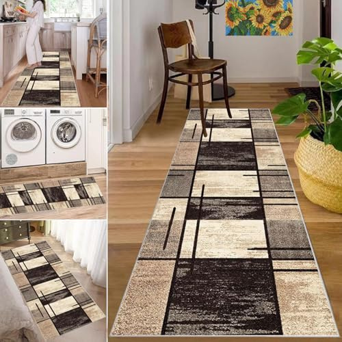 Mattlöpare för hallar 50 x 120 cm, löparmattor för hall, kökslöparmatta, halkfri extra lång entré löparmatta, tvättstuga sovrum rum matta löpare, lång hall halllöpare smala mattor