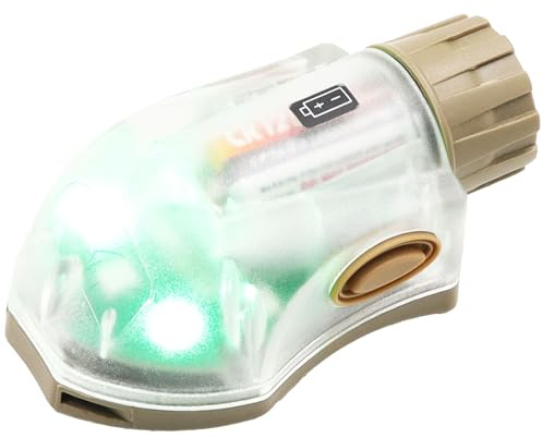 Tactical IR Strobe Helmet Light Military Identification Light with LED Visible Light Constant-on & Strobe Survival Signal Light (Tan-Green)