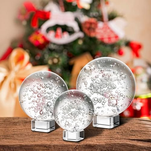 ZEERSHEE 3 Pz 60/80/100mm Palline di Cristallo Bolla di Vetro Solido Fotografia Sfera Decorativa Fontana Fontana Bolla Palla Feng Shui Osservazione Divinazione Globo per Decorazione Interna
