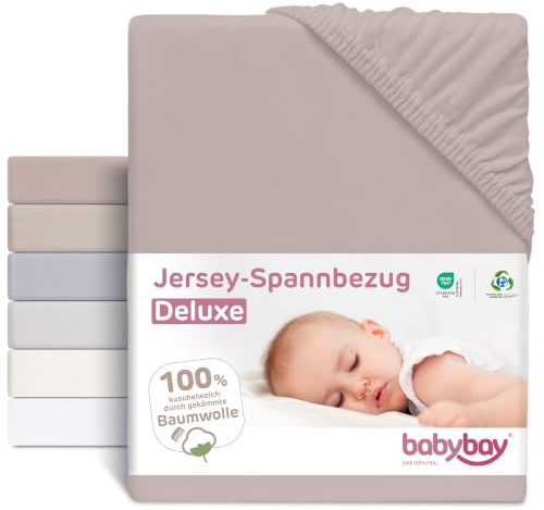 babybay Drap-Housse en Jersey Deluxe Compatible avec Le modèle Original, Beige, 81 x 42 cm (1 pièce)