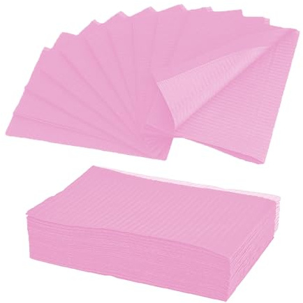 Unihuby Rose Bavoir Dentaire Jetable 50pcs Bavoirs Jetable Protection Table Tatouage Bavoirs Papier Imperméable 3 Plis Pour Salon de Manucure Tatouage Accessoires pour Ongles