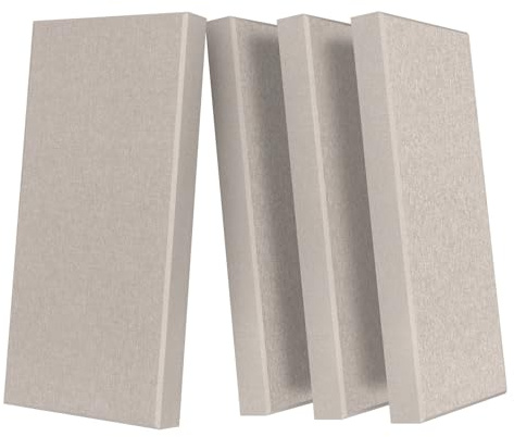 UMIACOUSTICS 4 PCS Acoustic Panels with Hanging Brackets, 2” Thick Fiberglass Sound Proof Panels Removable for Studios, Office, Home Theater Wall- Linen