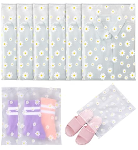 Homshsjhkis 20 Pcs Bolsas de Almacenamiento de Viaje, Reutilizable Bolsa Transparente Esmeriladas Plástico Organizador con Cierre Ziplock, Multifunción Bolsas Zip Grandes para Ropa, Bragas, Zapatos