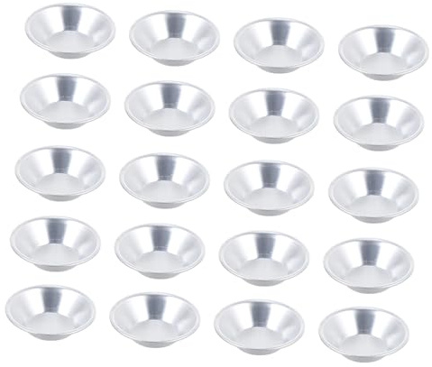BAZEITFLOW 20Pcs Aluminum Alloy Egg Tart Molds Non-Stick Baking Pudding Tartlet Cupcake Moulds for Home Kitchen Bakery Restaurant Desserts