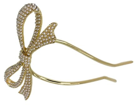 Hemobllo Horquilla de Boda Lazo de Aleación de Zinc Dorada para Adorno del Cabello de Novia Elegante y Delicada, Adecuado para Adornos Nupciales y Peinados Diarios