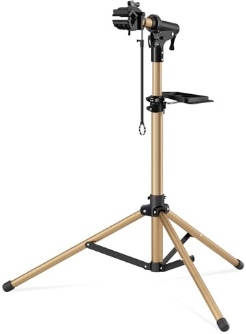 YONTUO 3-Leg Aluminum Bike Repair & Assembly Stand, Fully Foldable, Double Safety Lock, Space-Saving, Ultra-Lightweight, Large Magnetic Tool Tray