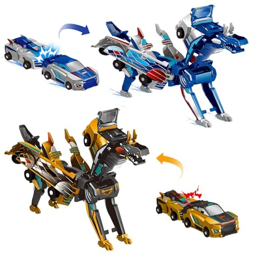 HBSFBH Auto Trasformabile Dinosauro Giocattolo, 2 in 1 Dino Auto Transformers, Giocattolo Auto Dinosauro Trasformabile, Drago Transf0rmers Macchina Giocattoli, Auto Dinosauro Trasf0rmabile per Regalo