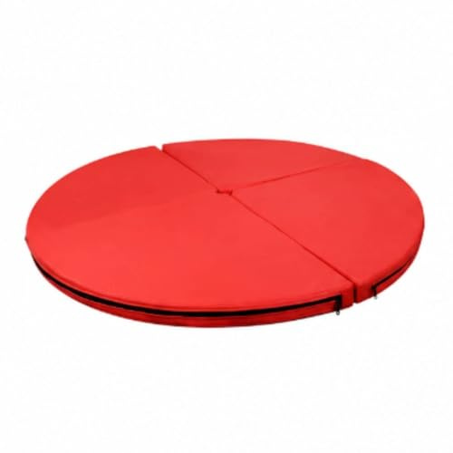 predolo Materassino Anti-Caduta su Misura Tappetino Rotondo in Schiuma Protezione di Tappeto Pieghevole per Danza Aerea, Rosso, Diametro 120cm Spessore 10cm