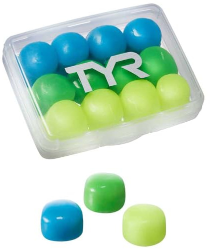 TYR Soft Silicone Ear Plugs for Swimming - Kids - Reusable, Moldable Swim Ear Plugs for Swimmers of All Levels - Includes Carry Case - 12 Pack, Multi