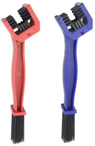 WMYCONGCONG 2 PCS Motorrad Fahrradkettenreinigungswerkzeug Kettenwaschreiniger Reinigungsbürste, blau und rot