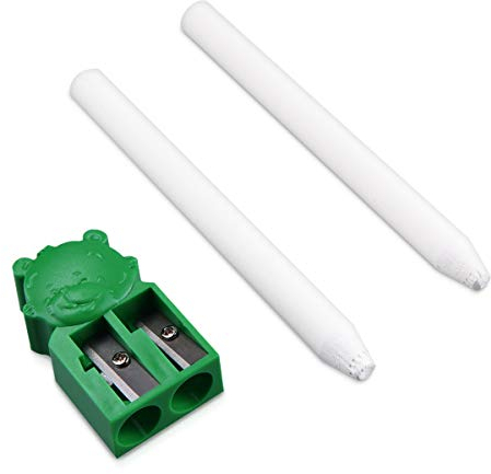 Navaris 2x Kreidestift mit Spitzer weiß - abwischbare Kreide Stifte für Tafel Kreidetafel Kleidung - weiße Kreidestifte im Set