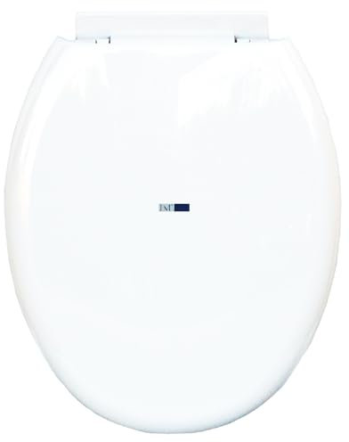BM 4091 Tavoletta Copriwater Sedile WC Universale Standard Coperchio Toilet Seat Bagno in Plastica, Colore Bianco Fissaggio dal Basso Cerniere Incluse