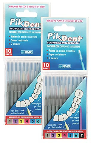 Pikdent Scovolini Interdentali - Anima In Acciaio Rivestito E Setole In Tynex - Misura 1 Grigio 0,4 Mm Cilindrico - 20 Scovolini