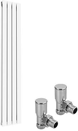 ELEGANT Modern Vertical Radiator Double Designer White Tall Upright Radiators Central Heating Wall Panel 1800 x 300 mm with Chrome Valves