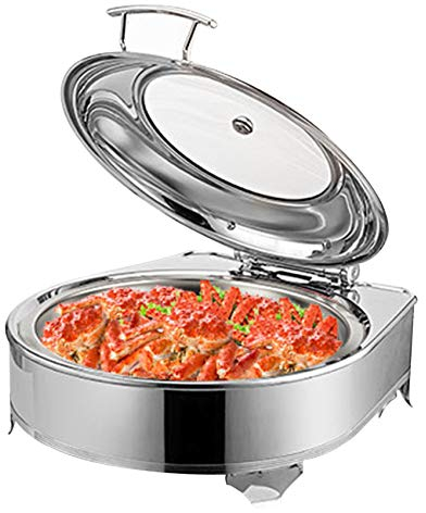 Chafing Dish Elettrico, Scaldavivande Contenitore Scalda Cibo Acciaio Inox Chafing Dish da Tavolo con Coperchio in Vetro a Vista - Mantenere il Cibo in Caldo, 400W
