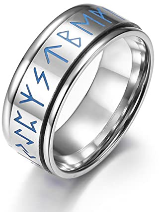 HCMA Anillo giratorio nórdico de acero inoxidable con runas vikingas, tótem, personalidad luminosa, anillo de descompresión para hombres, regalo de joyería