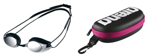 ARENA Tracks Mirror Anti-Fog Wettkampf Schwimmbrille Unisex für Erwachsene & Swim Brillenetui, Brillenetui Hardcase, Brillenetui Hartschale, Schwarz
