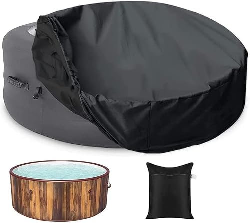 BOSKING Housse de protection imperméable pour jacuzzi - Portable - Ronde - Pour jacuzzi - 225 x 94 cm, BOSKING-HOT TUB COVER1