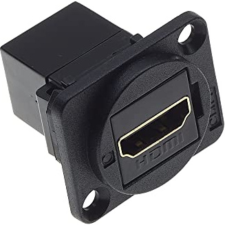 Keple HDMI-Durchführungsstecker für Panelmontage, CSK-Loch, schwarzer Kunststoff-XLR-Rahmen - Kunststoffgehäuse M25-Montagebuchse zu Bulkhead-Kupplung
