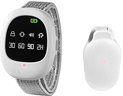 HUIOP Alarme d'Énurésie - Alarme sans fil pour uriner dans le lit - Montre de formation pour aller à la salle de bain avec bracelet pour enfants - Soins des personnes âgées - 40 m - Plage efficace de