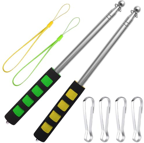 FL HUA 2 Mástiles Telescopico Bandera, 1,6M, Palo Extensible para Bandera de Acero Inoxidable, Mastil Bandera Extensible Portátil para Festivales, Profesores, Guías de Viaje