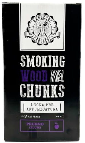 BBQ CHUNK Ciruelo - Plum - Leña para ahumar Hardcore Barbacoa esencia de ciruela - Piezas de madera para ahumar - Aproximadamente 1,5 kg