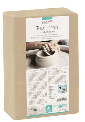 Glorex 6 8073 605 - Töpferton 5kg weiss unschamottiert