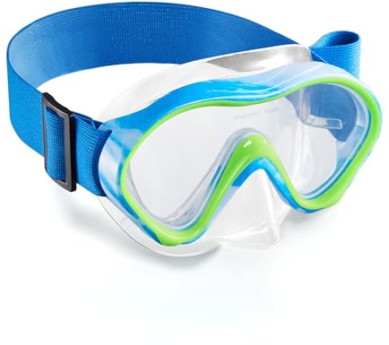 Aegend Kids Swim Goggles Snorkel Diving Mask with Nose Cover for Kids 3-15, Knitted Fabric Strap, Anti-Fog 180° Clear View No Leak