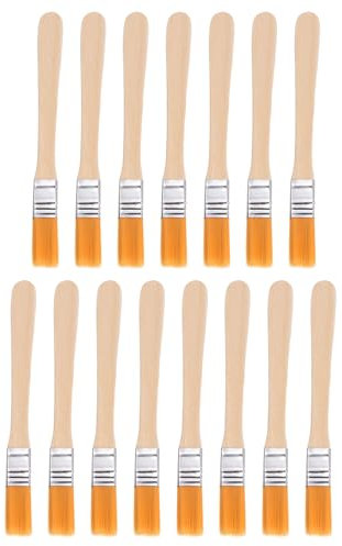 sourcing map Lot de 15 pinceaux de peinture en nylon plats de 1,3 cm - Poils doux avec manche en bois - Pour peinture, bricolage, peinture au latex, meubles, armoires, clôtures, orange
