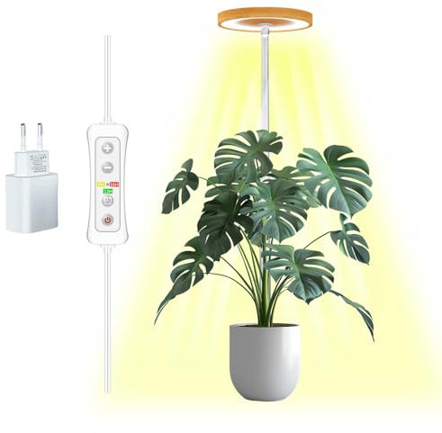 beautiebeam Lampada per la crescita delle piante d'interno, LED Grow Light Full Spectrum, altezza regolabile, timer automatico, bassa tensione di sicurezza da 5 V, idea per grandi piante