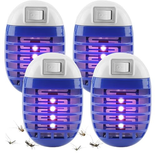 4 Stück Mückenlampe, Insektenvernichter Elektrischer, Elektrisch Insekten Mückenfalle, Keine giftige Mückenvernichterlampe, geeignet für Innen Schlafzimmer Küche Büro, Dunkelblau