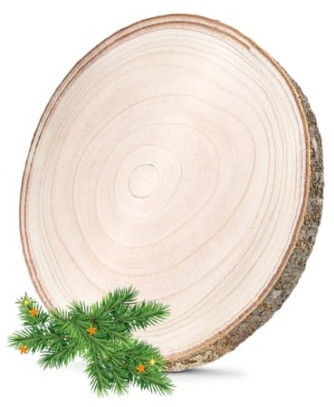 Holzscheiben Paulownia 30~35cm, DIY Holzscheiben zum Basteln, Dicke von 20 mm Echtholz Baumscheibe natur, für Tafelaufsätze Hochzeitsdekorationen Aus Holz Gemälde Untersetzer & zum Basteln