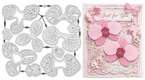 UNICRAFTALE Découpe à Emboîtement Orchidées Superposées pour Création de Cartes Gabarits de Gaufrage Réutilisables Thème Floral Poinçons de Découpe pour Scrapbooking Album Décor Artisanal 17x15.5cm
