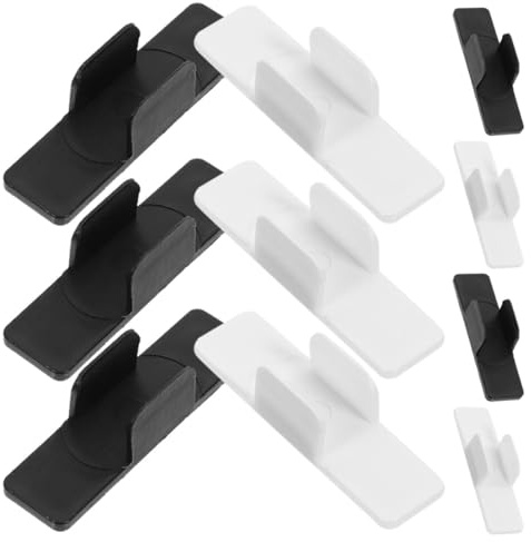 Cabilock 10pcs Plastic Pen Clips Holder for Whiteboard Pens Self-adhesive U-shaped Pencil Holders with Sponge Base Black and White for Classroom and Office Desk Organization