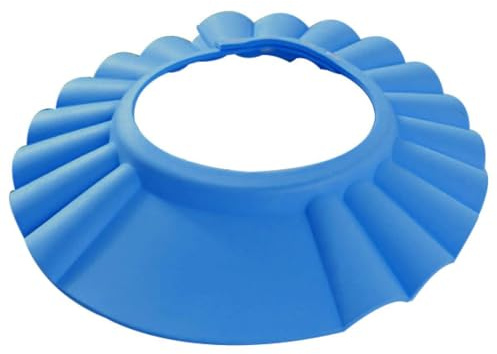 Adjustable Baby Shower Hat Blue Eva Resin Plastic Snap Buttons | Waterproof Bathing Shampoo Protector, Easy to Wear Design, for Babies and Kids