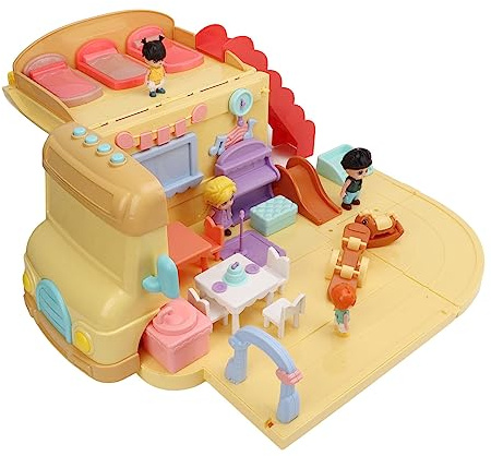 Ensemble de Jouets d'autobus Scolaire, Rangement de Musique Coulissant Multifonctionnel pour Enfants de 3 Ans et Plus, Plastique 35x21.5x21cm