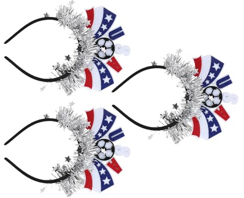 INOOMP Cinta de Pelo Deportiva Patriótica USA para Eventos de Fútbol Alta Visibilidad y Ajuste Cómodo, Pack de 3 Piezas para Hombres y Niñas en Celebraciones