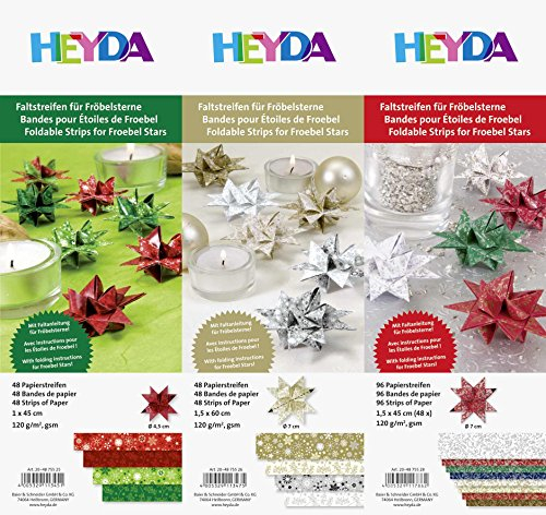 ROTH Faltstreifen Set für Moravian Star - 3er Set mit 96 und 48 Streifen für insgesamt 48 Sterne