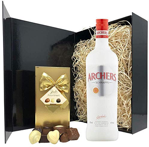Archers Gift Set - Archers Peach Schnapps and Chocolates Gift Hamper Box - Gifts for Liqueur Drinkers