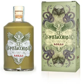 LOLLI Liquore al pistacchio, Liquore artigianale, bottiglia limited edition in astuccio serigrafato, 500 ml. 16% vol.