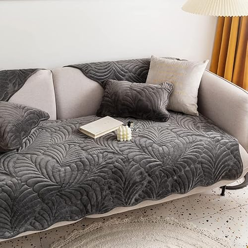 WYJHNLBEDC Sofa überwurfdecke, Sofaschutz Hund/Katze, Warmer Super Weicher Kurzer Plush Fleecedecke Sofa/Couch überzug/Sofabezug 1 2 3 Sitzer L Form U Form Ecksofa(110x240cm), Grau A