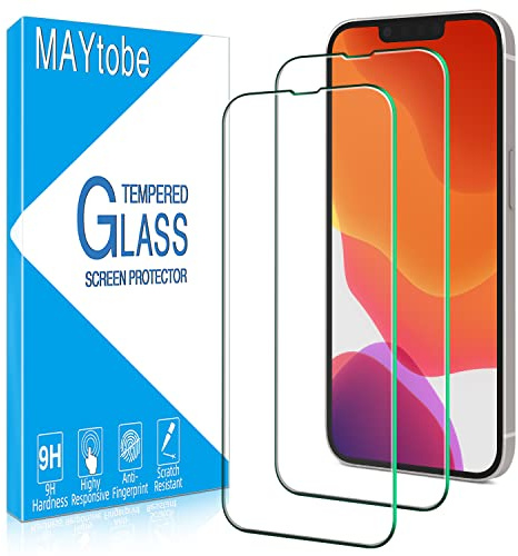 MAYtobe 2 Unidades Protector de Pantalla para iPhone 14/iPhone 13/13 Pro | Sin arañazos, dureza 9H, protector de pantalla de 0,33 mm, ultratransparente, sin burbujas