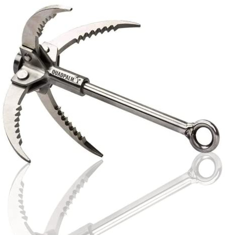 Gancio di sopravvivenza per impieghi gravosi – Multifunzionale QUADPALM Grapple Hook – 4 artigli pieghevoli in acciaio inox – Attrezzatura di sopravvivenza – Outdoor Camping