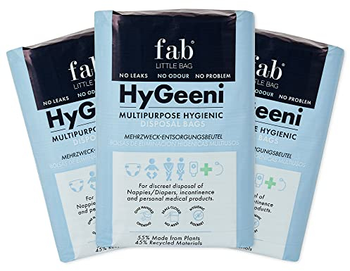 Fab Little Bag HyGeeni Beutel für Windeln, Inkontinenzeinlagen, Ostomy & Katheterbeutel - Großpackung mit 150 Beuteln - Verhindert Gerüche, kein Durcheinander, umweltfreundlich