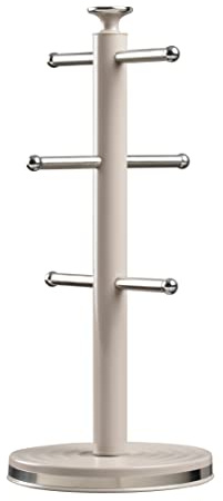 Daewoo Sienna Collection Mug Tree, Free Standing 6 Cup Holder with Sturdy Base, Taupe