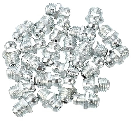 QUARKZMAN 25 Stück Schmiernippel M8x1 Fettnippel Verzinkter Stahl Abschmiernippel 180 Grad Kegelnippel für Schmierpressen