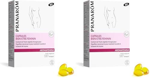 Pranarôm Bien-être Féminin Huile végétale d’onagre pour l’équilibre menstruel et le maintient de la santé et la beauté de la peau Aromafemina 30 Capsules (Lot de 2)