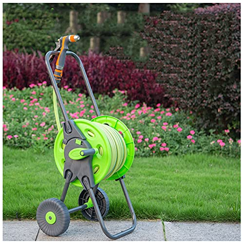 Carro de carrete de manguera de jardinería, juego de carrete de manguera de jardín de 20M/30M/50M con pistola pulverizadora y sistema de guía de cuerda automática, carrete de mangu