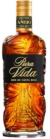 PURA VIDA - Añejo - Ron Oscuro - 37,5% Alcohol - Origen: Costa Rica - Botella 70 cl